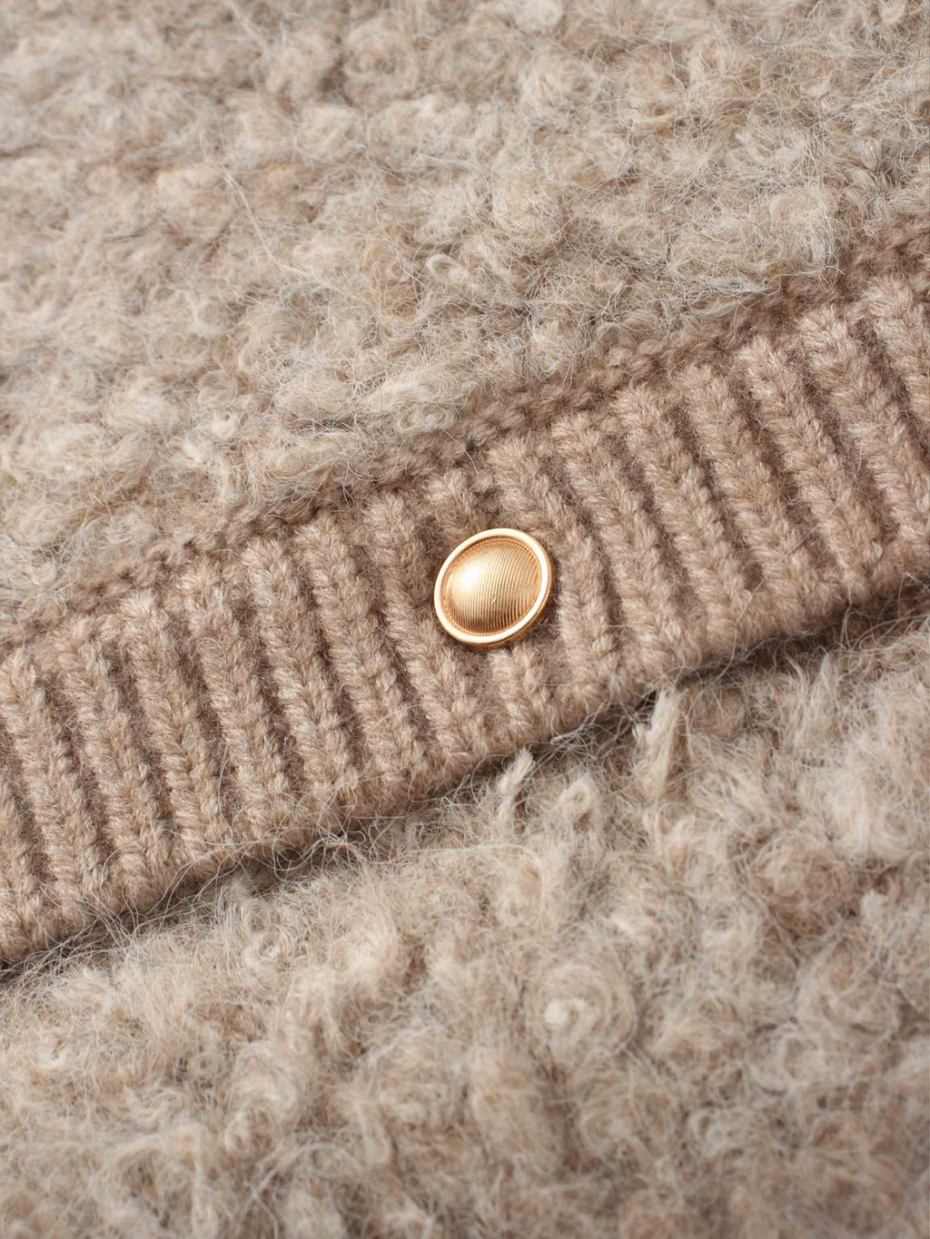 Ribbed Knit Mohair Cardigan Jacket-Camel-4