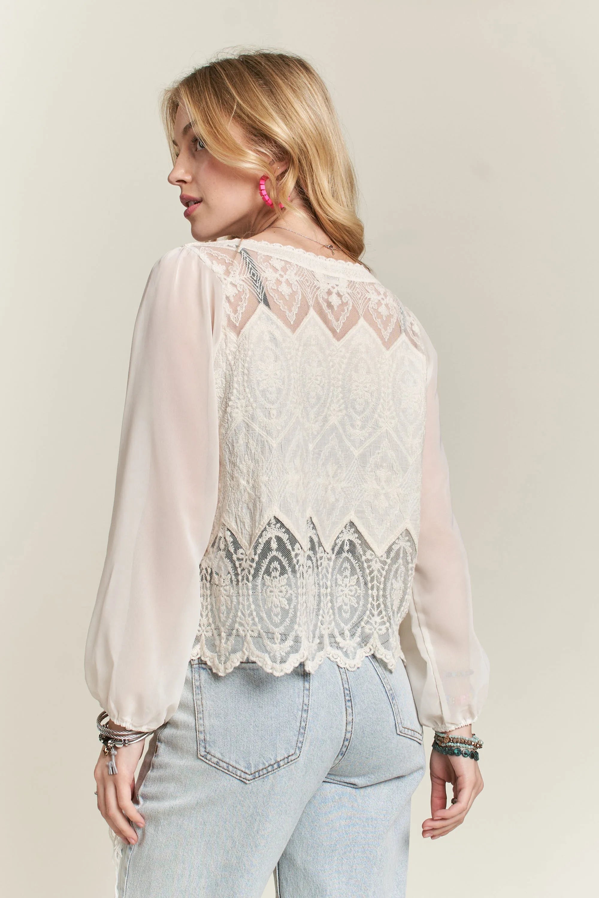 Adora Button Down Embroidered Blouse