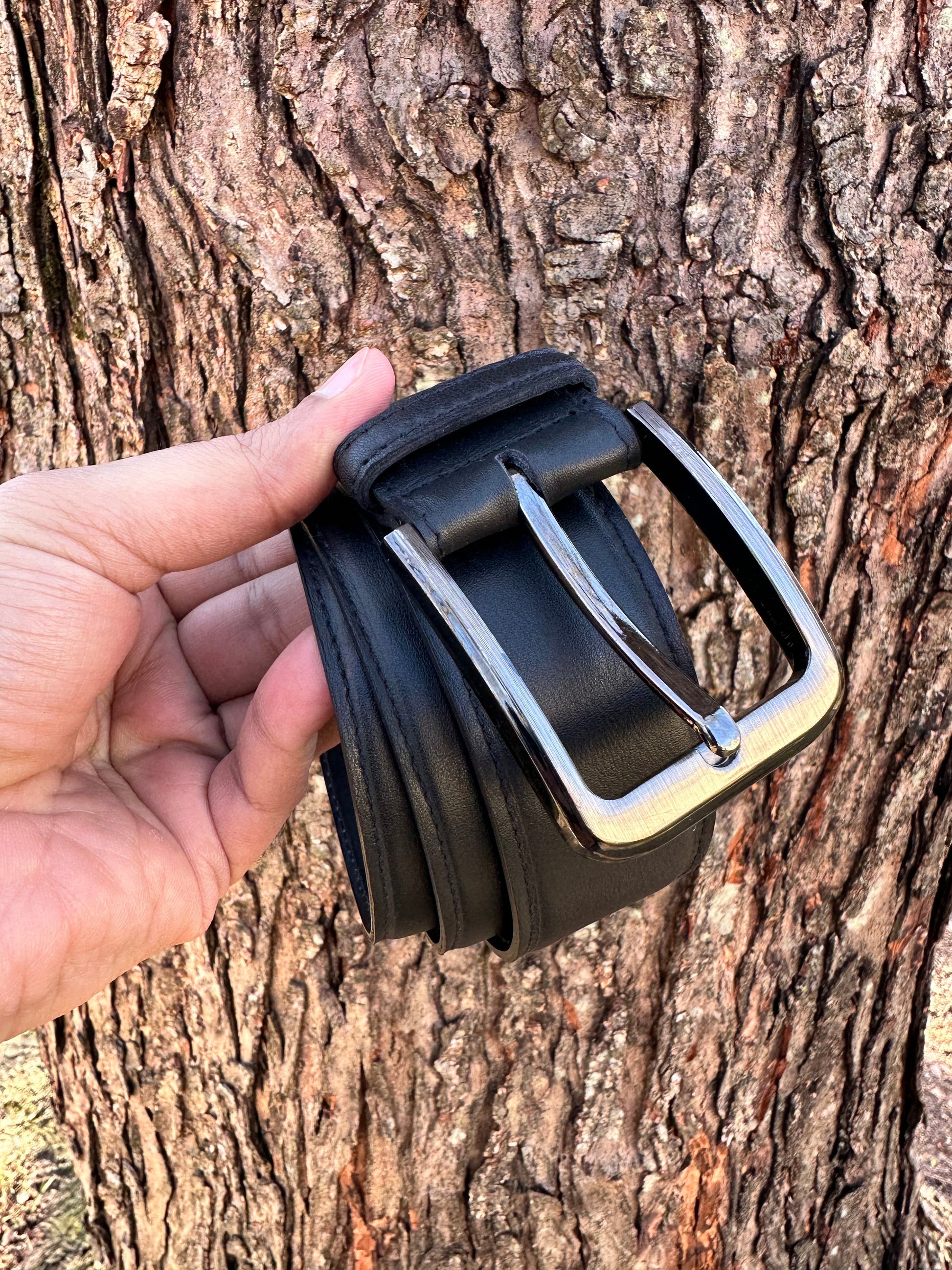 Handmade Black Leather Belt-3