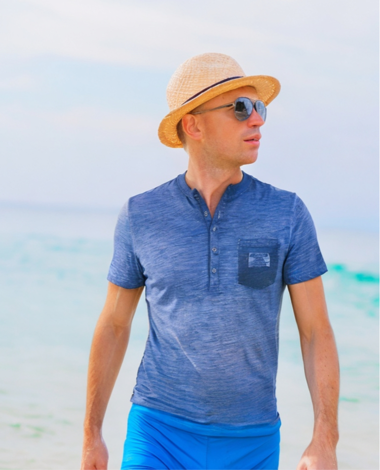ZIMEGO Men's Vintage Color Dyed Short Sleeve Crew Neck Chest Pocket Henley Shirt