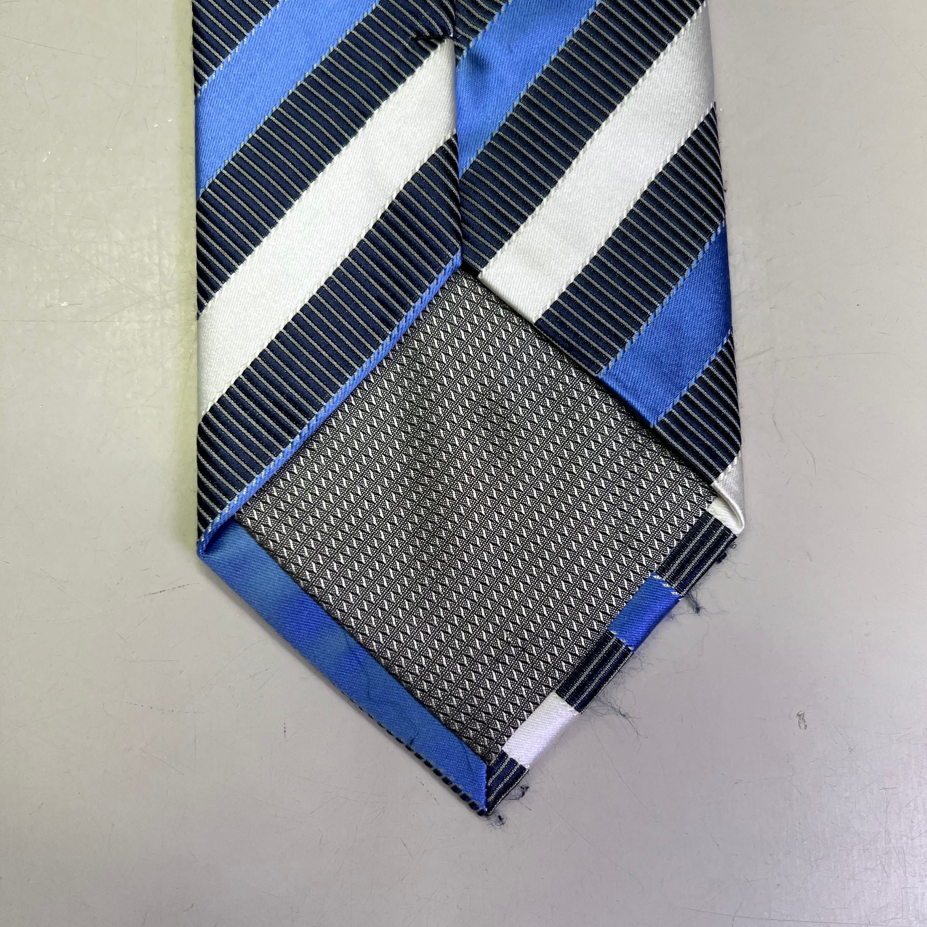 Alexander Julian Colours Handmade Men's Necktie – Blue/White/Black Stripe
