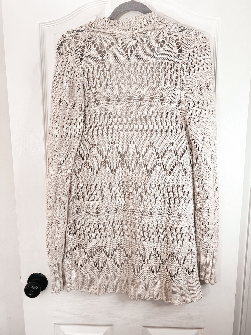 The LUCKY Open Front Pointelle Cardigan Sweater with Pockets