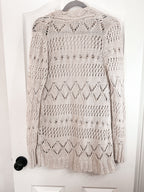 The LUCKY Open Front Pointelle Cardigan Sweater with Pockets