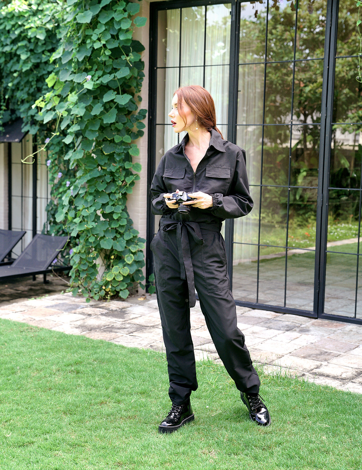 Amelia Recycled Travel Jumpsuit – Black