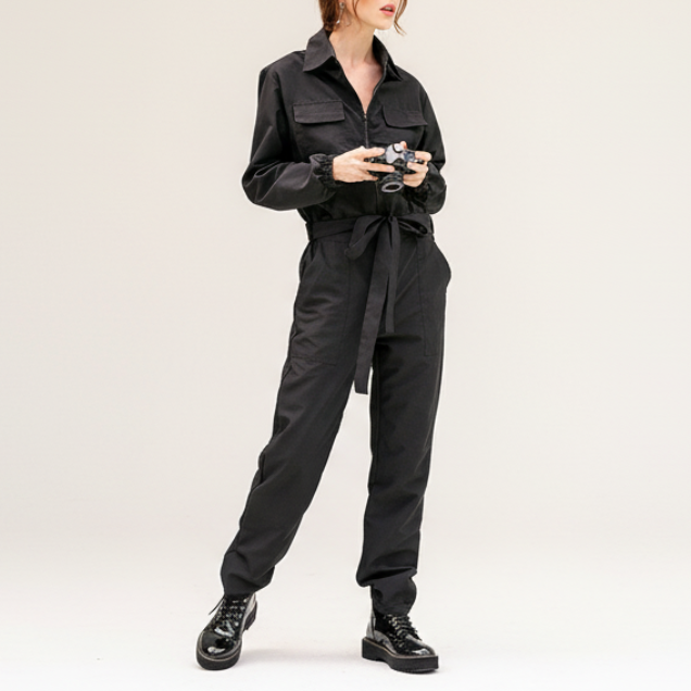 Amelia Recycled Travel Jumpsuit – Black