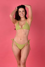 Dannie String Bikini Top in Leaf Green Rib
