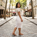 Knitted Openwork Lace Skirt with Attached Short Slip Lining