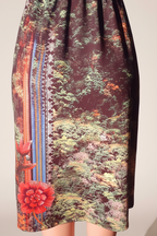 Abstract Floral Spandex Blend Vintage Midi Dress – Size S