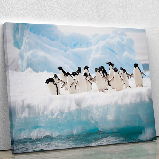 Adelie penguins colony on the iceberg Canvas Print or Poster-1