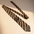 Alexander Julian Colours Pre-Owned Slanted Design Tie – 64" – Orange/Tan/Navy Blue