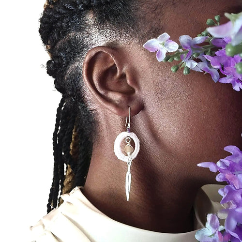 Amazonite Calm Earrings with feather-2
