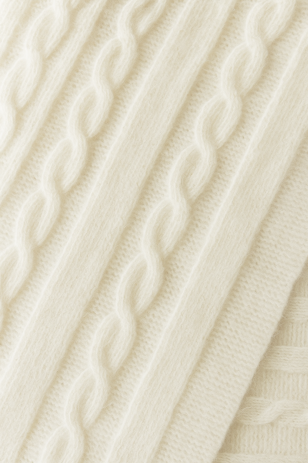 Angora and Wool Knit Scarf – Solid Beige