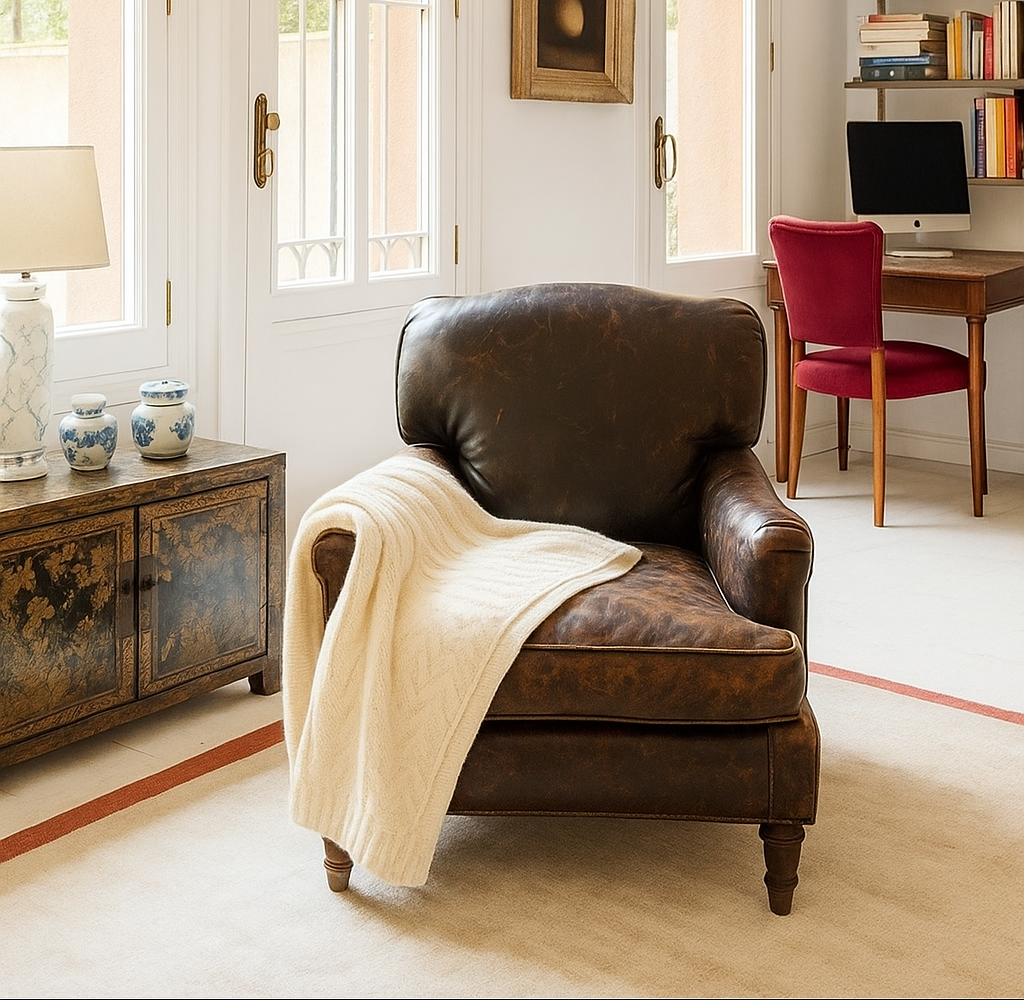 Angora and Wool Ultra Soft Throw Blanket – Solid Beige