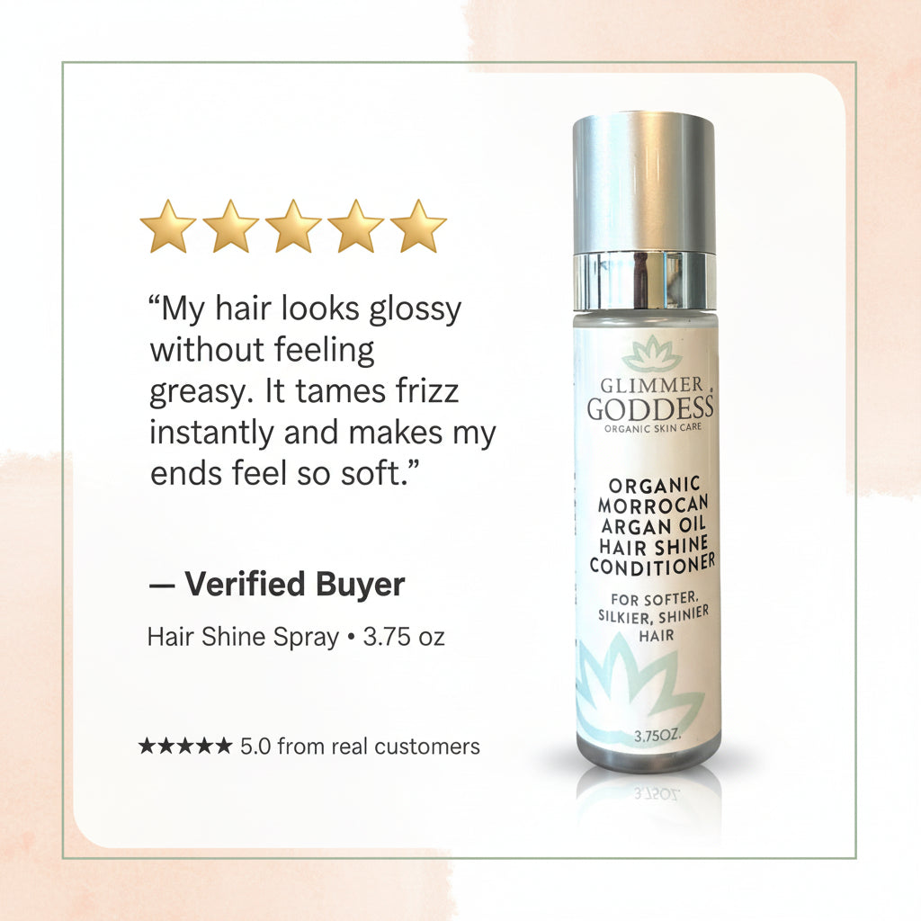 Organic Hair Shine Spray – Frizz Control + Hydration – 4 Oz