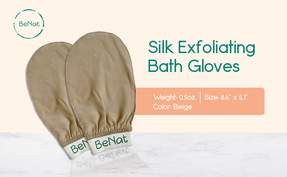 Fine Silk Naturally Exfoliating Bath Gloves