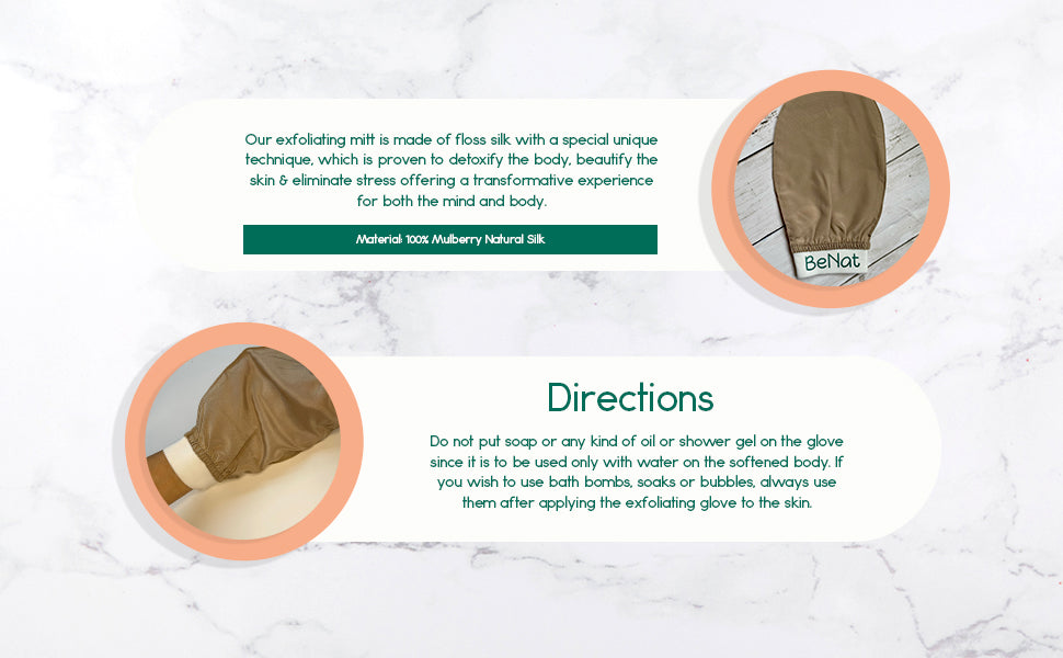 Fine Silk Naturally Exfoliating Bath Gloves
