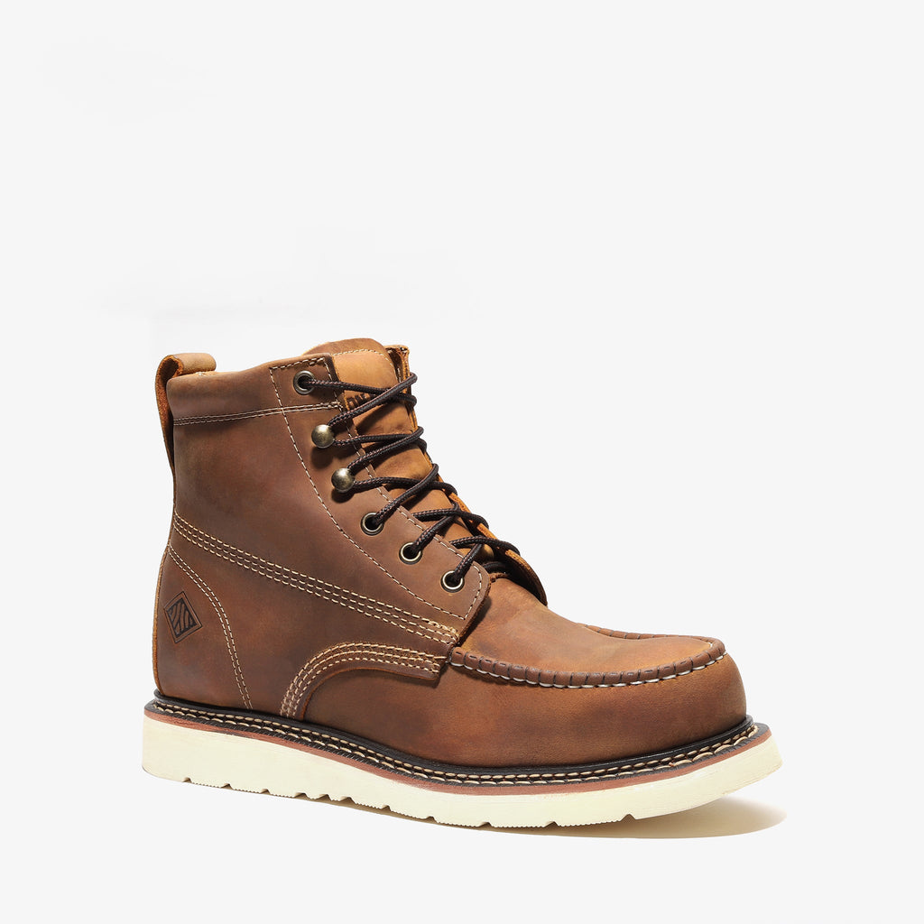 Frontier Classic 6" Moc Toe Steel Toe Boot – Crazy Brown