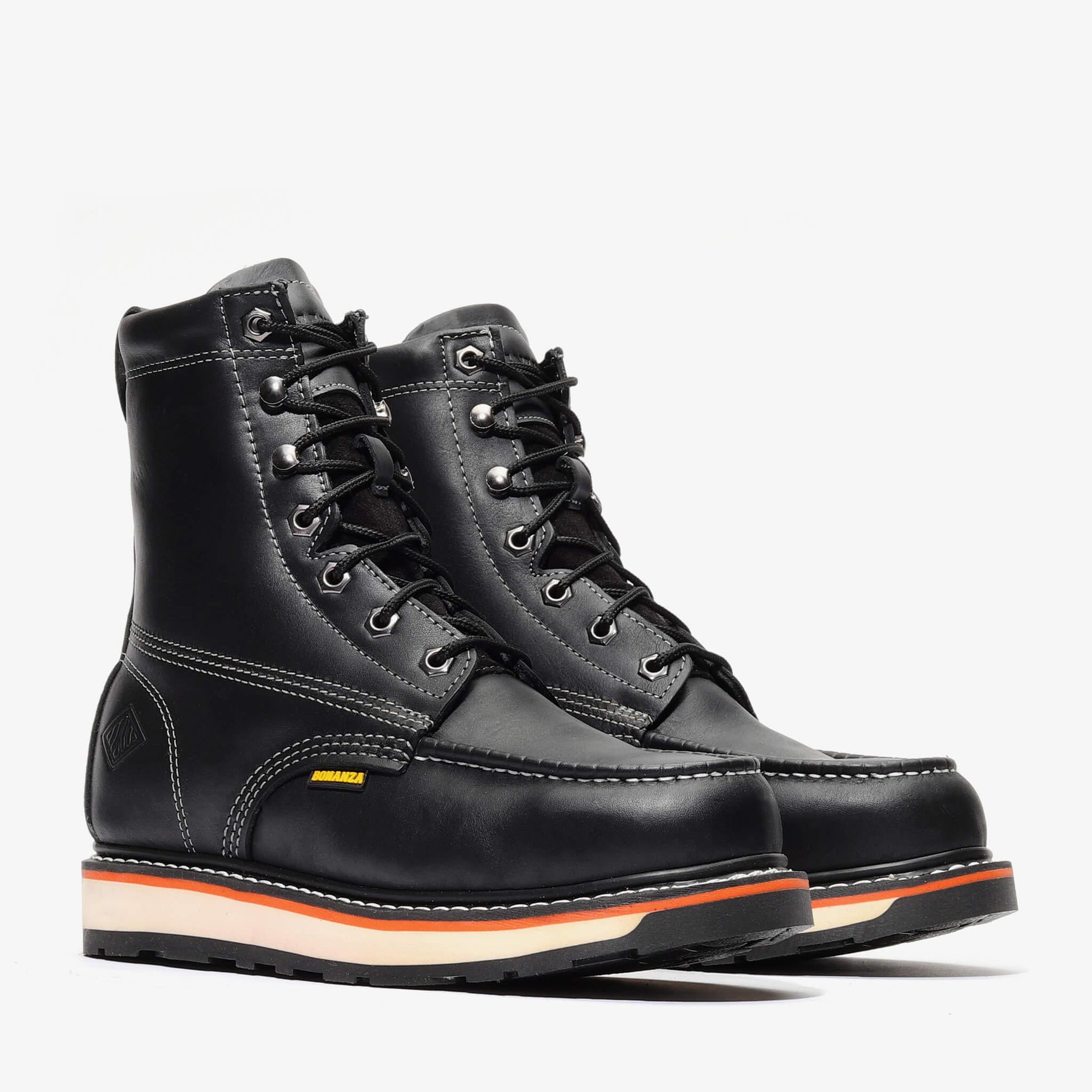 Frontier Dual 8" Moc Toe Steel Toe Boot – Black