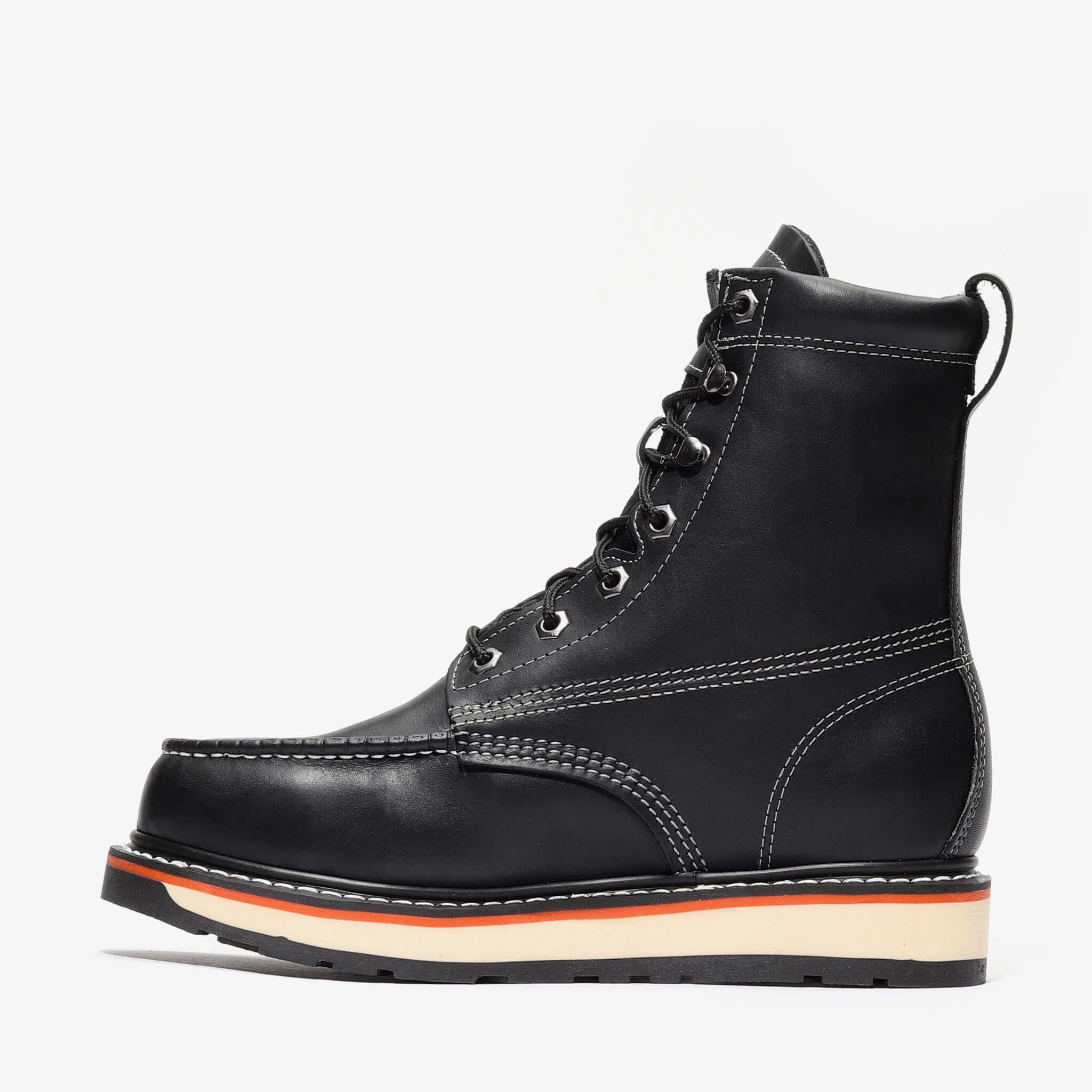 Frontier Dual 8" Moc Toe Steel Toe Boot – Black