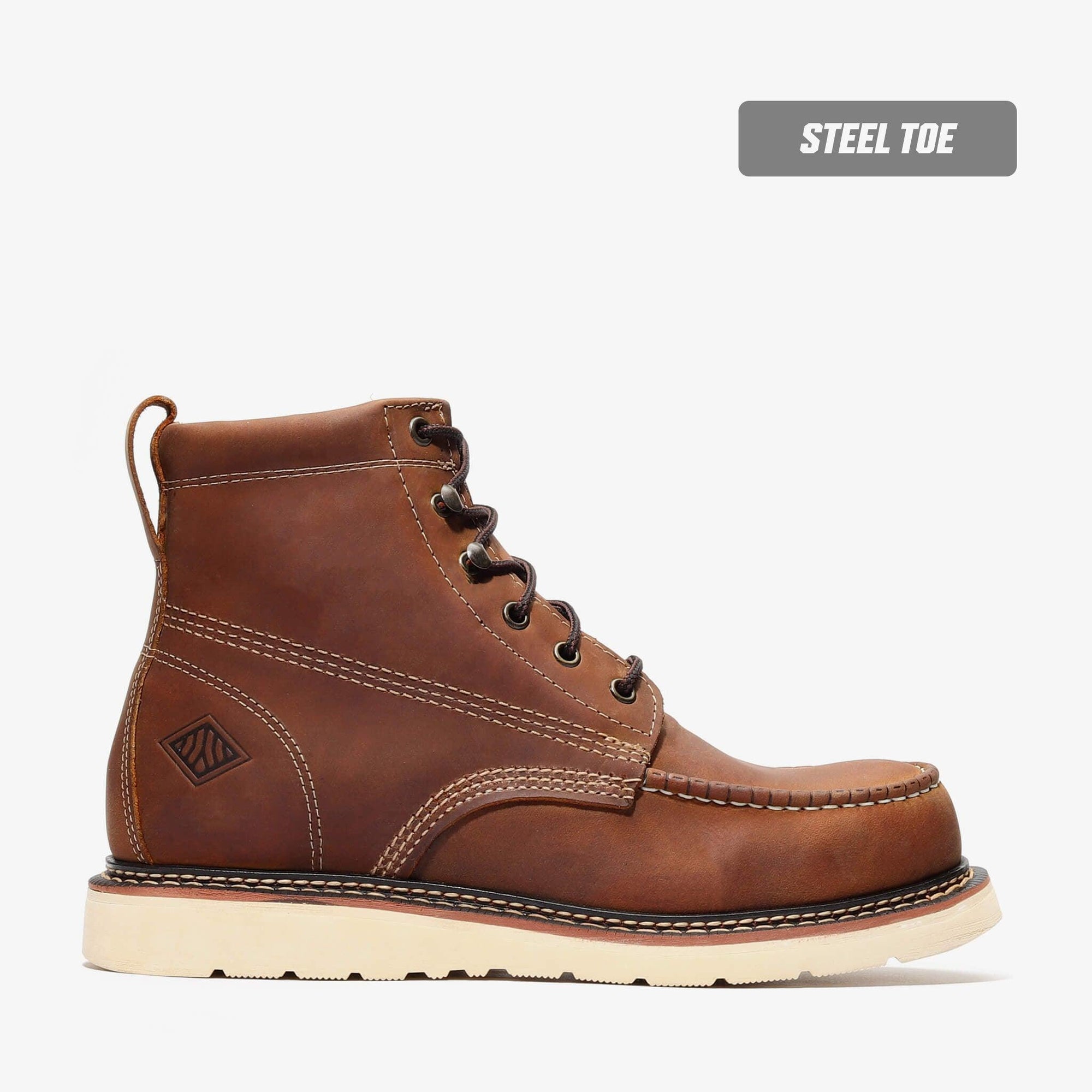 Frontier Classic 6" Moc Toe Steel Toe Boot – Crazy Brown
