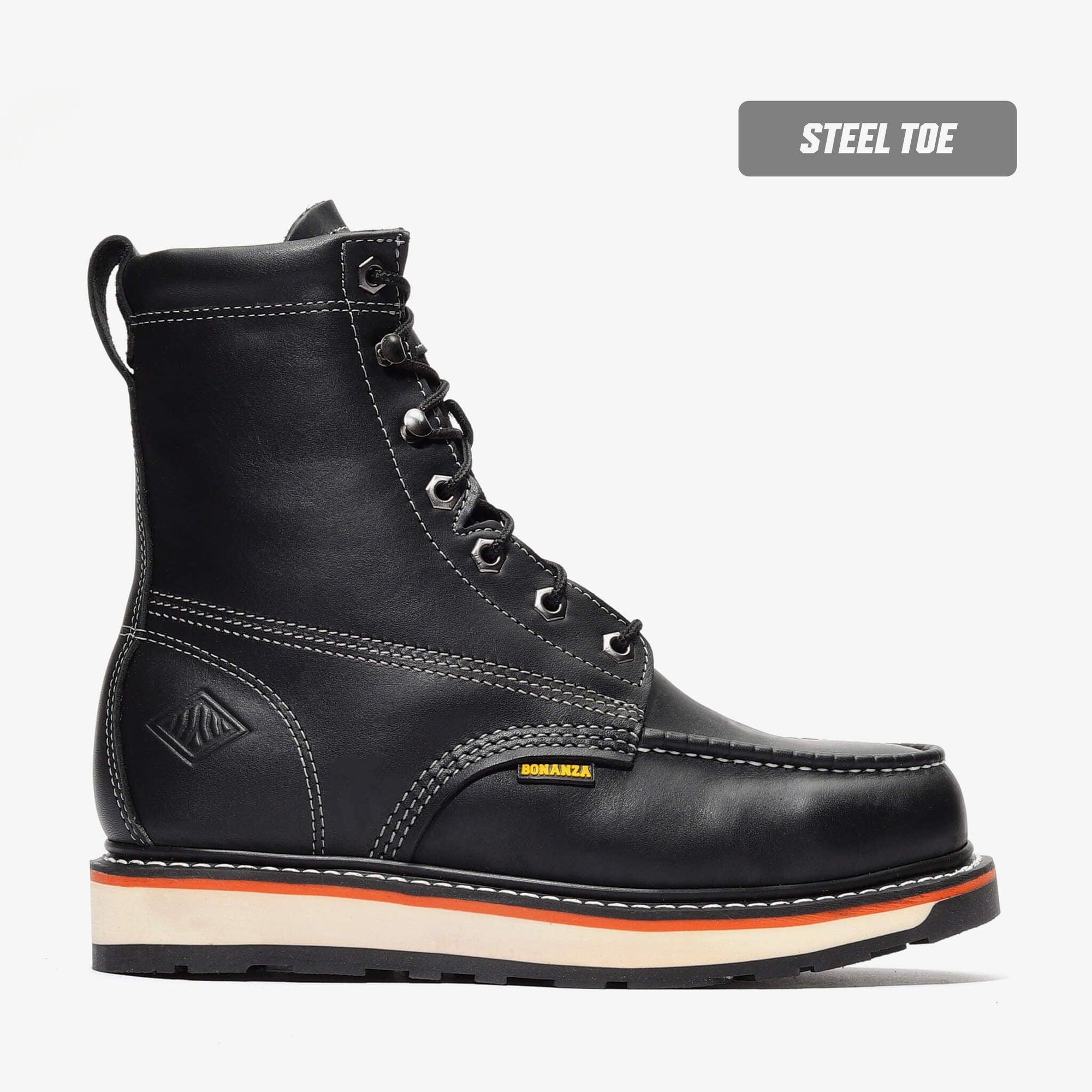 Frontier Dual 8" Moc Toe Steel Toe Boot – Black