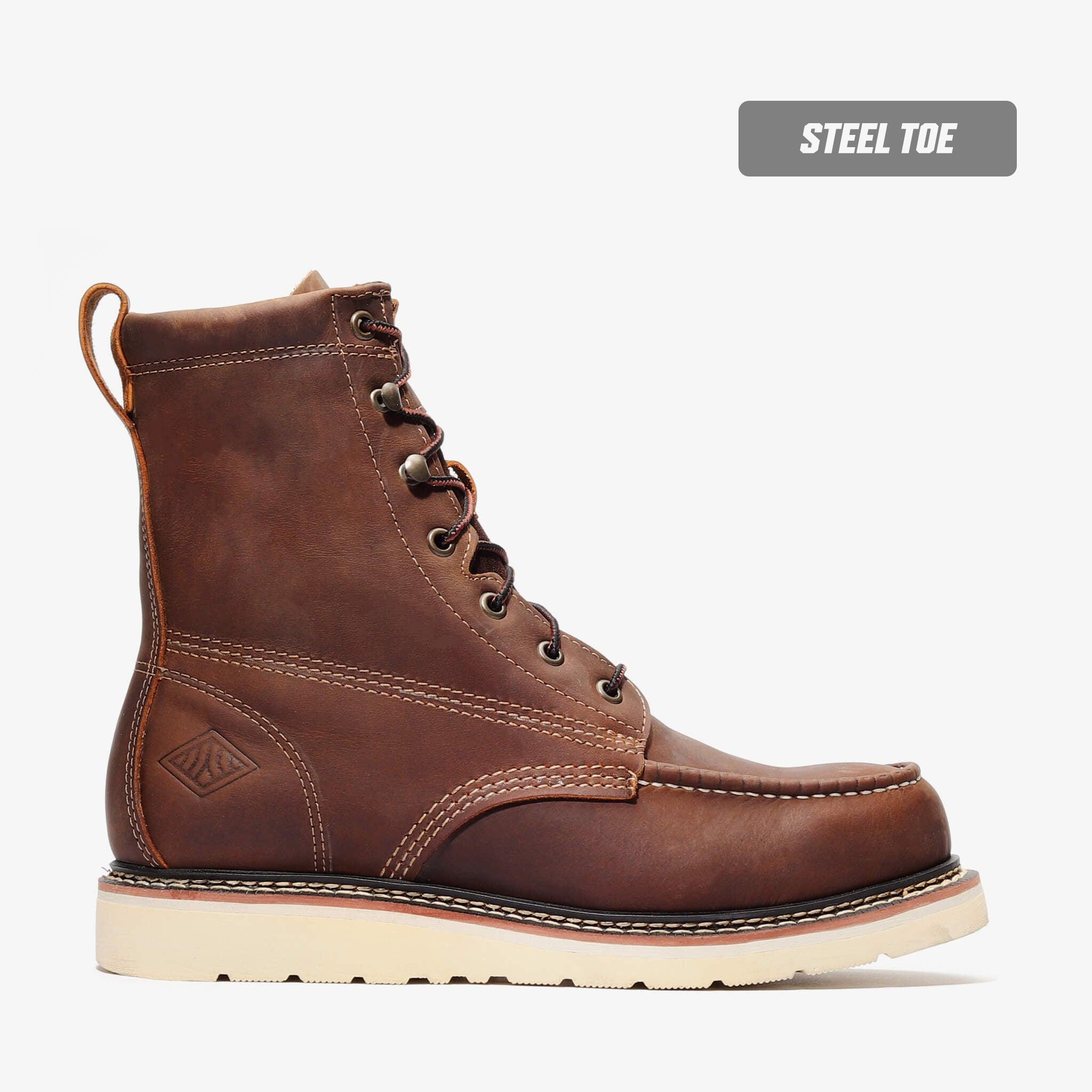 Frontier Classic 8" Moc Toe Steel Toe Boot – Brown
