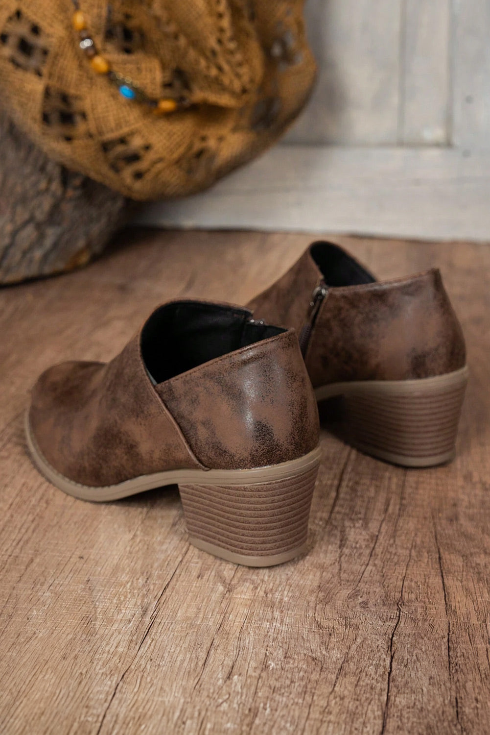 Tulip Opening Vegan Suede Ankle Boots