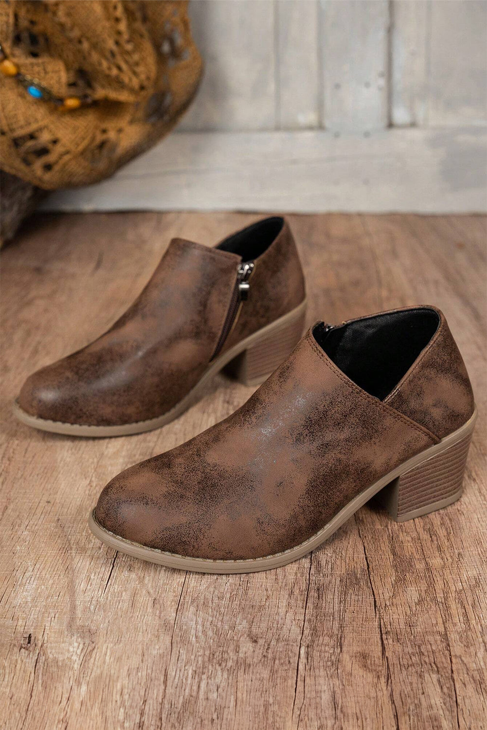 Tulip Opening Vegan Suede Ankle Boots