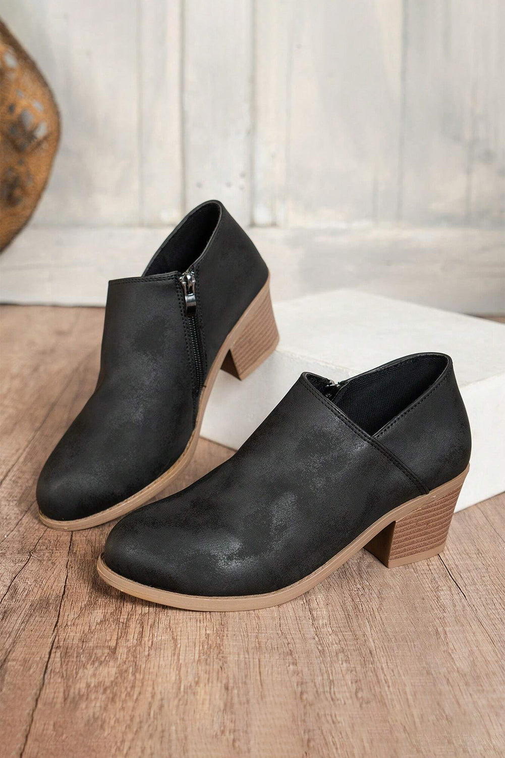 Tulip Opening Vegan Suede Ankle Boots