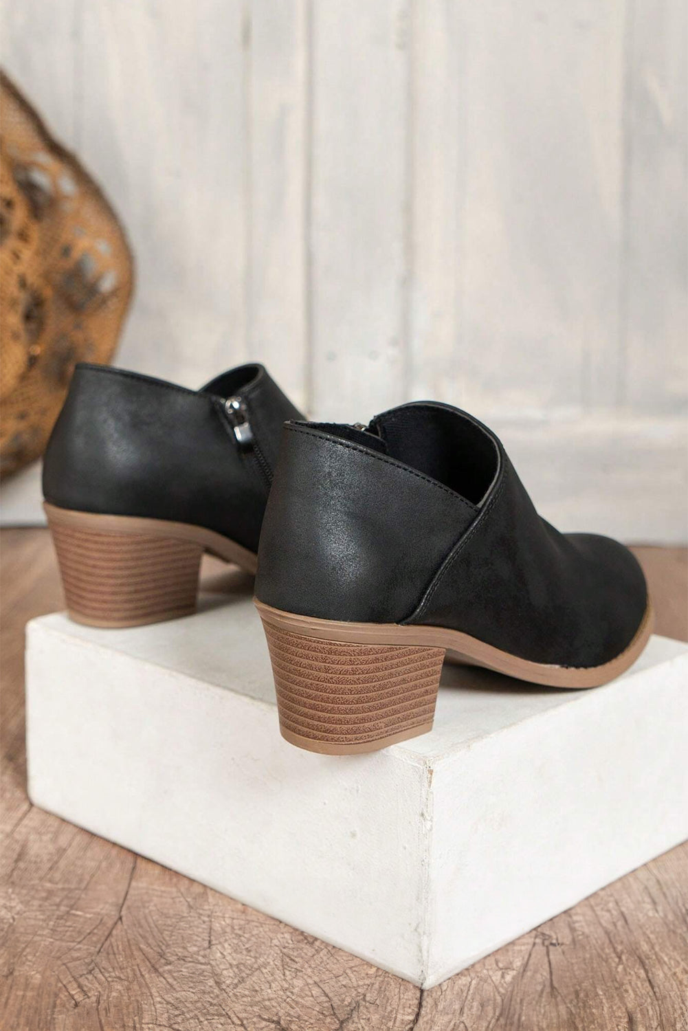 Tulip Opening Vegan Suede Ankle Boots