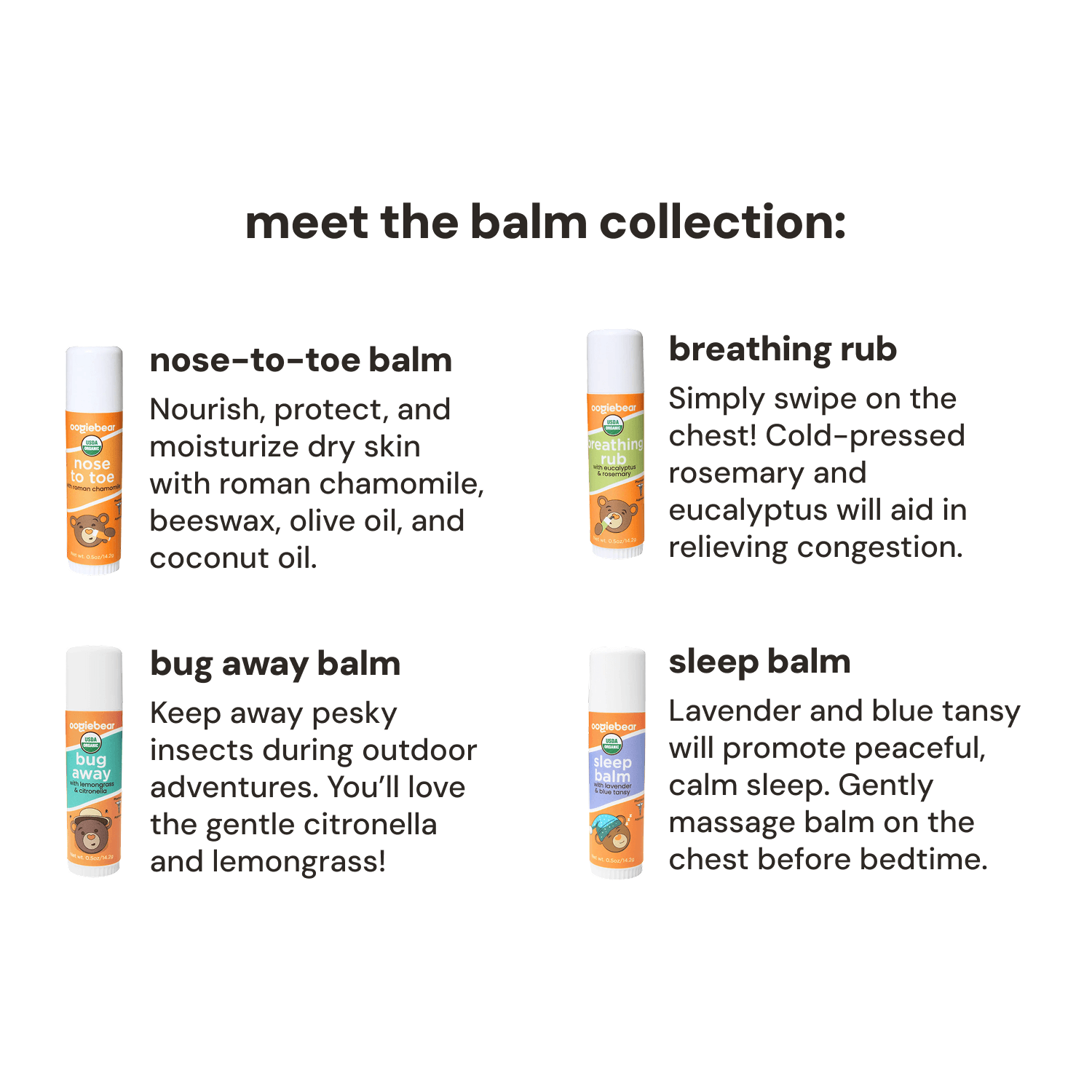 Organic Baby Balm Collection – 4-Pack