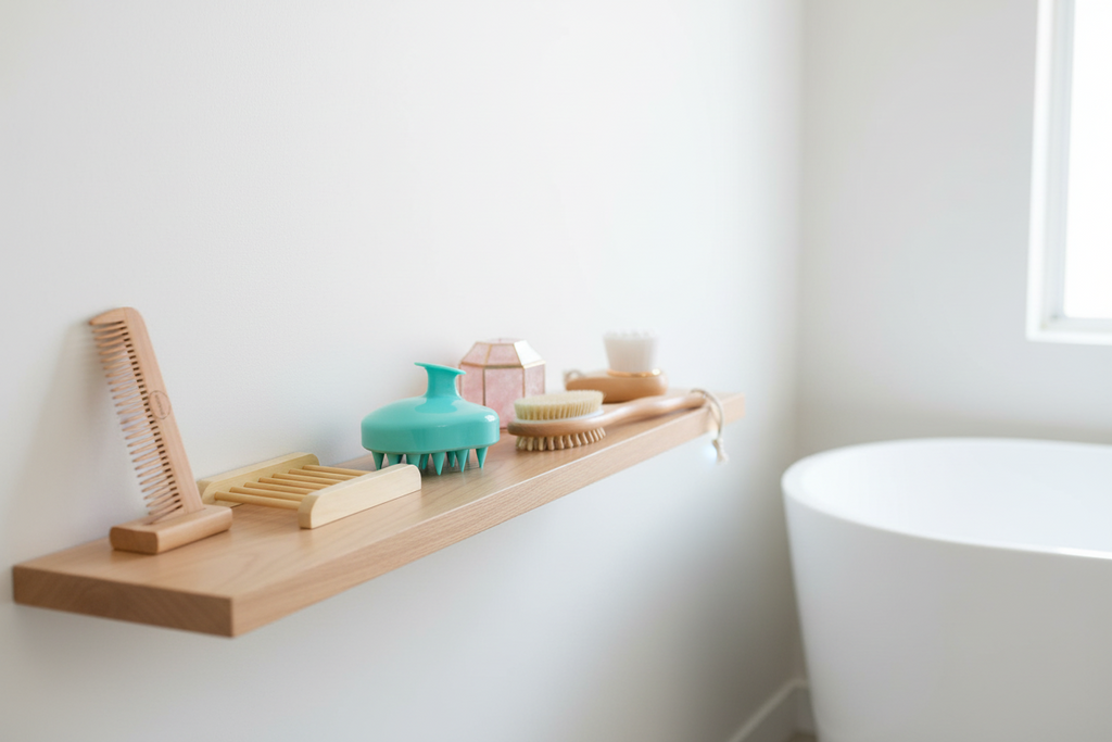 Eco-Friendly Bath Accessories Set – 6-Piece Silicone, Bamboo + Wood Collection