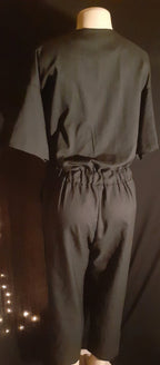 Poly Crepe Vintage Ankle Length Jumpsuit – Black– Size L/XL