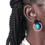 Turquoise + Black Crochet Handmade Post Earrings