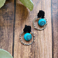 Black and Turquoise Post Earrings-2
