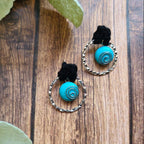Black and Turquoise Post Earrings-2