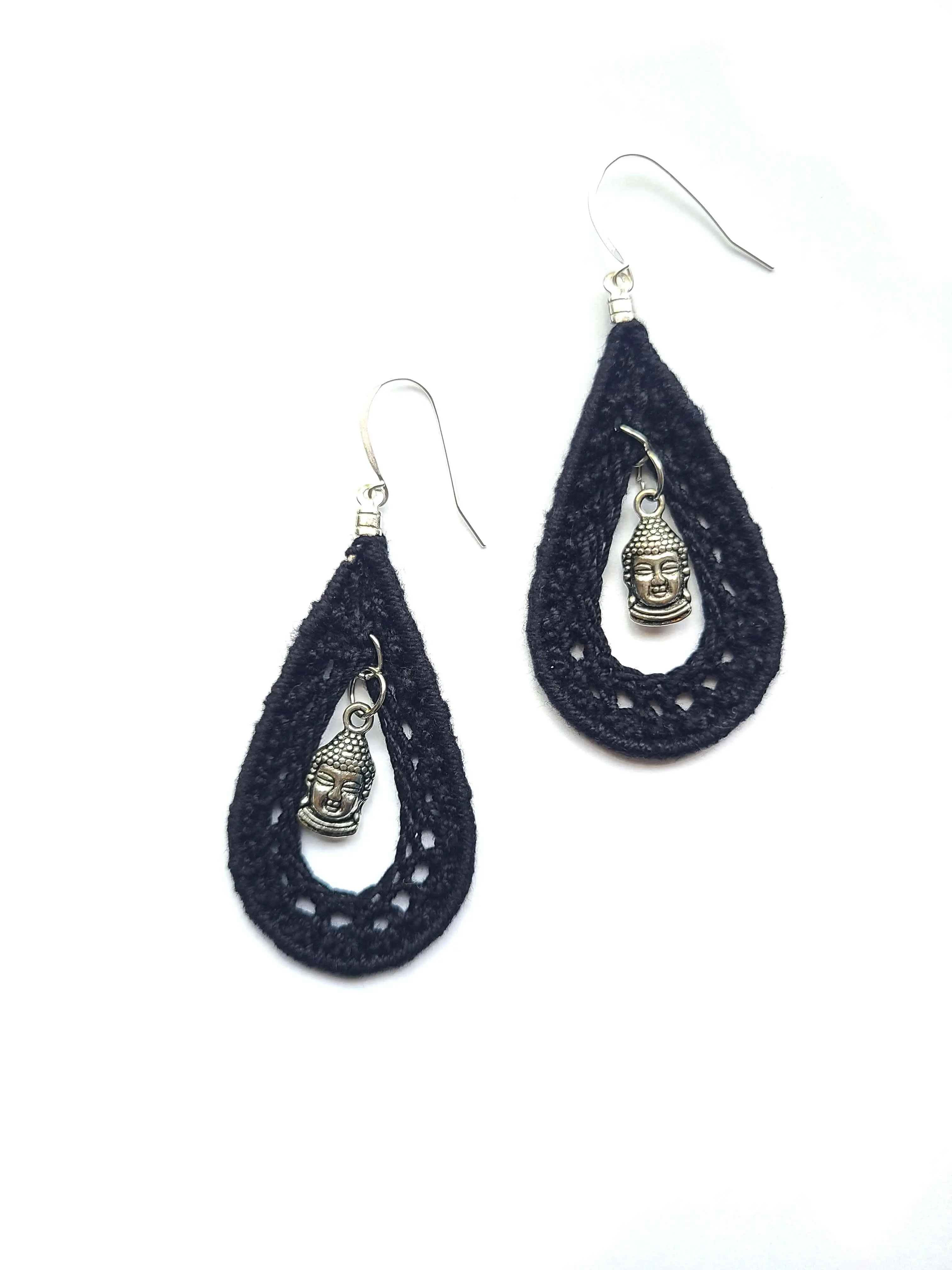 Buddha Teardrop Statement Earrings-3
