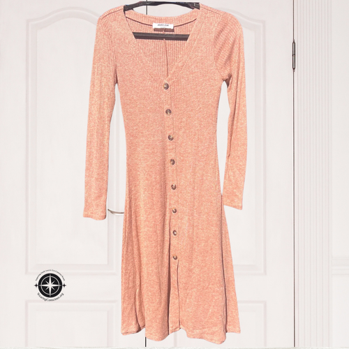 Long sleeve sweater dress in tan