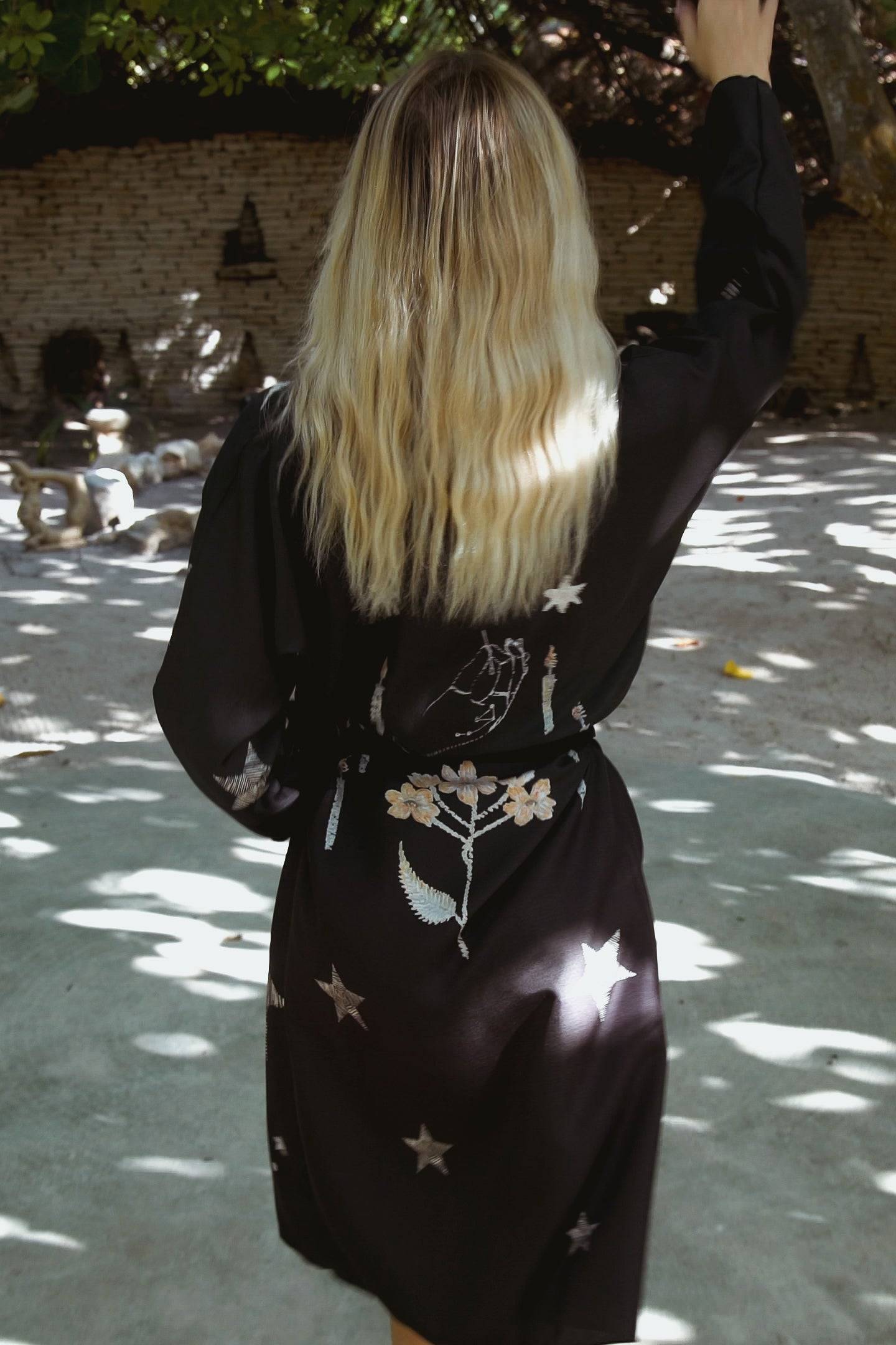 The Rigel Silk Robe in Starry Night-0