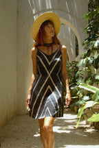 Vela Silk Slip Dress in Striped Shibori-4