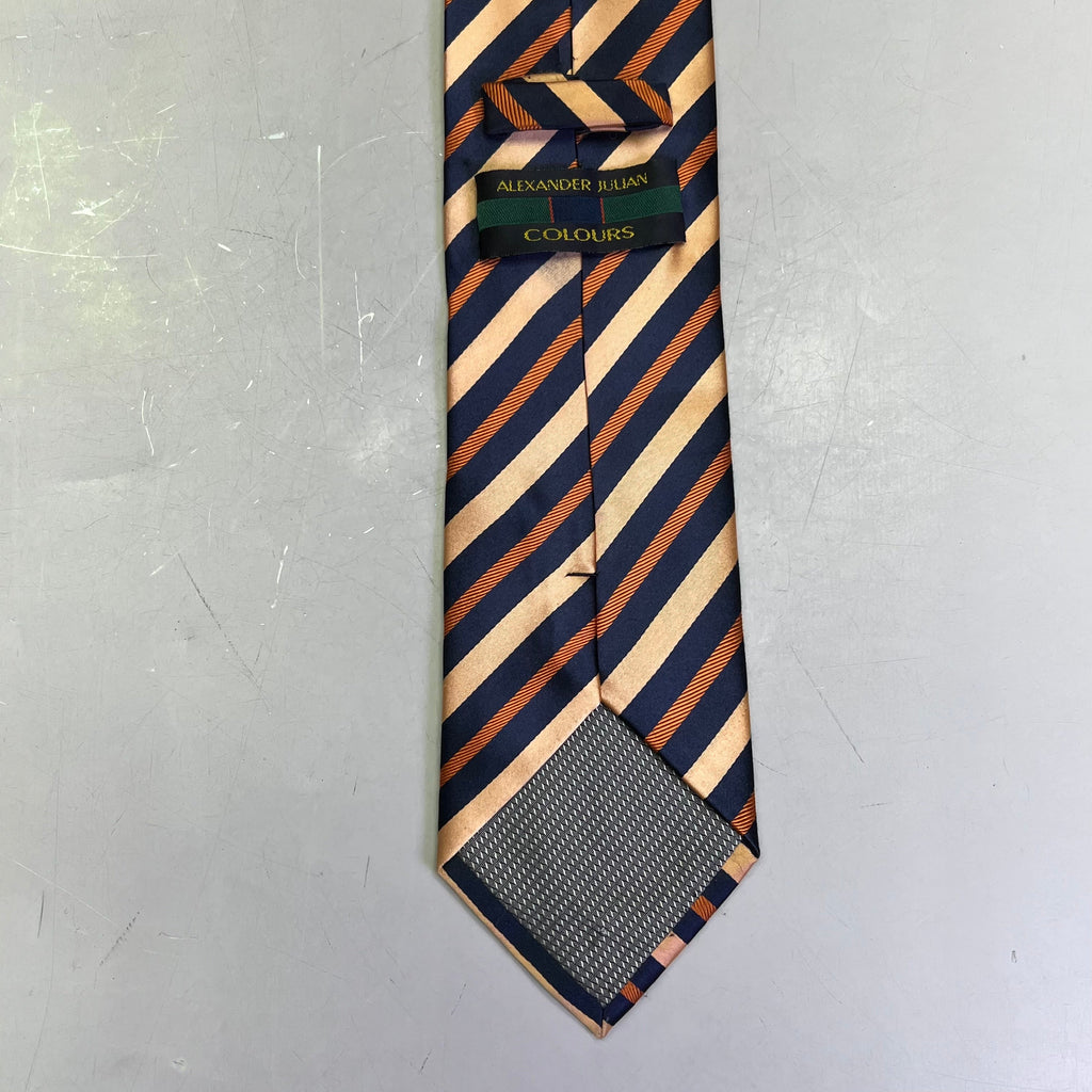 Alexander Julian Colours Pre-Owned Slanted Design Tie – 64" – Orange/Tan/Navy Blue