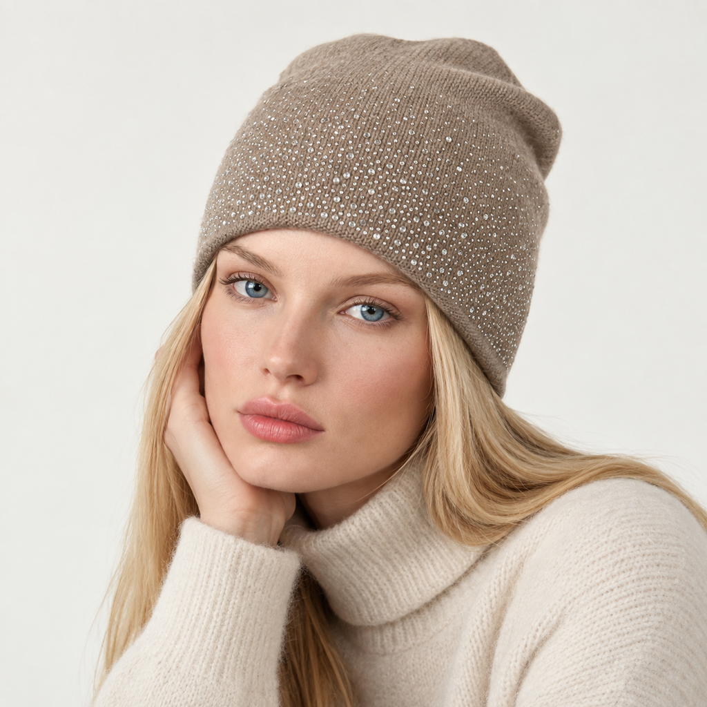 CASHMERE HAT WITH RHINESTONES-3