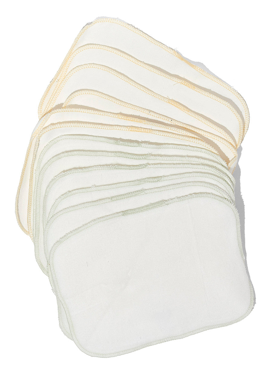 Organic Brushed Cotton Wash Cloth for Babies + Adults - Pack of 12