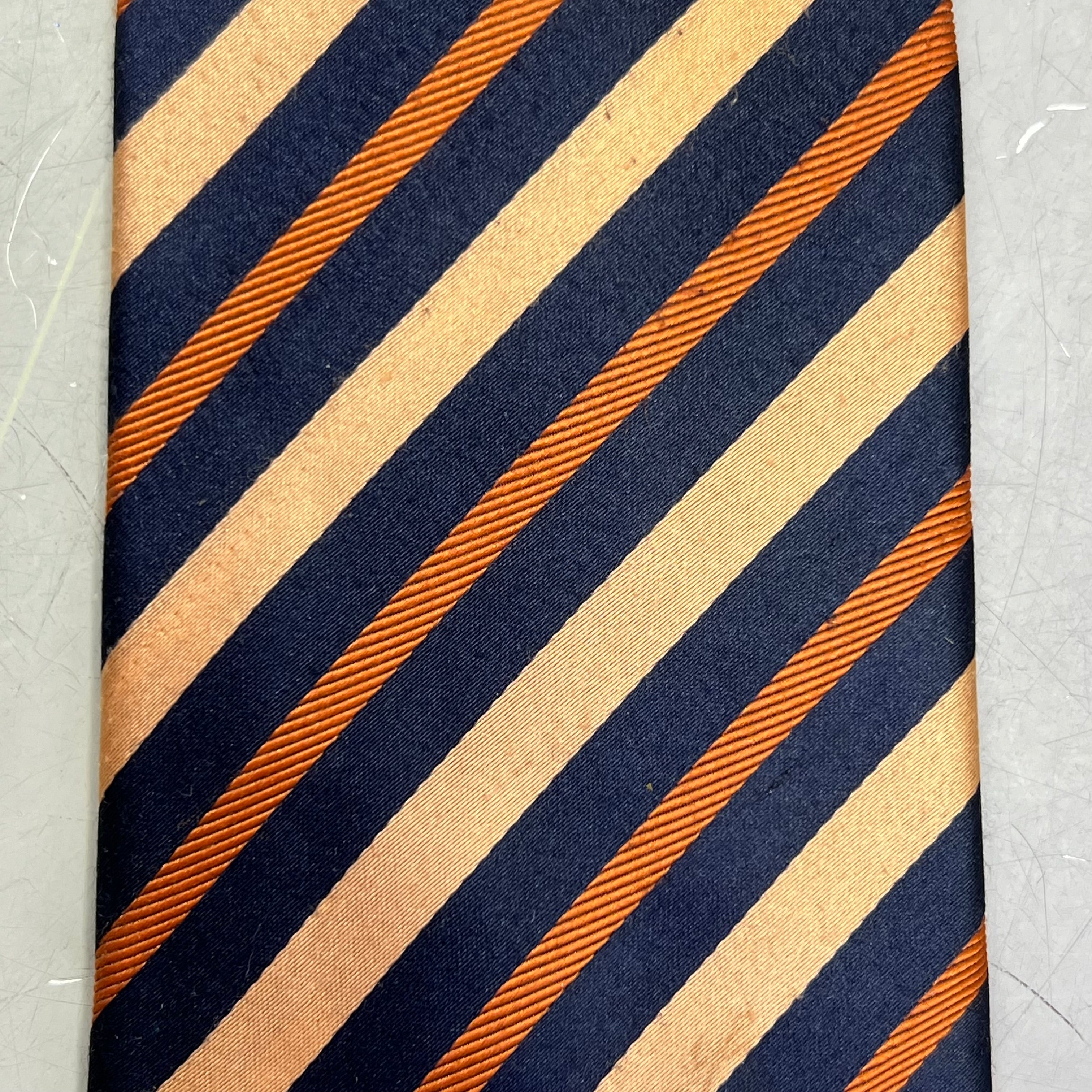 Alexander Julian Colours Pre-Owned Slanted Design Tie – 64" – Orange/Tan/Navy Blue