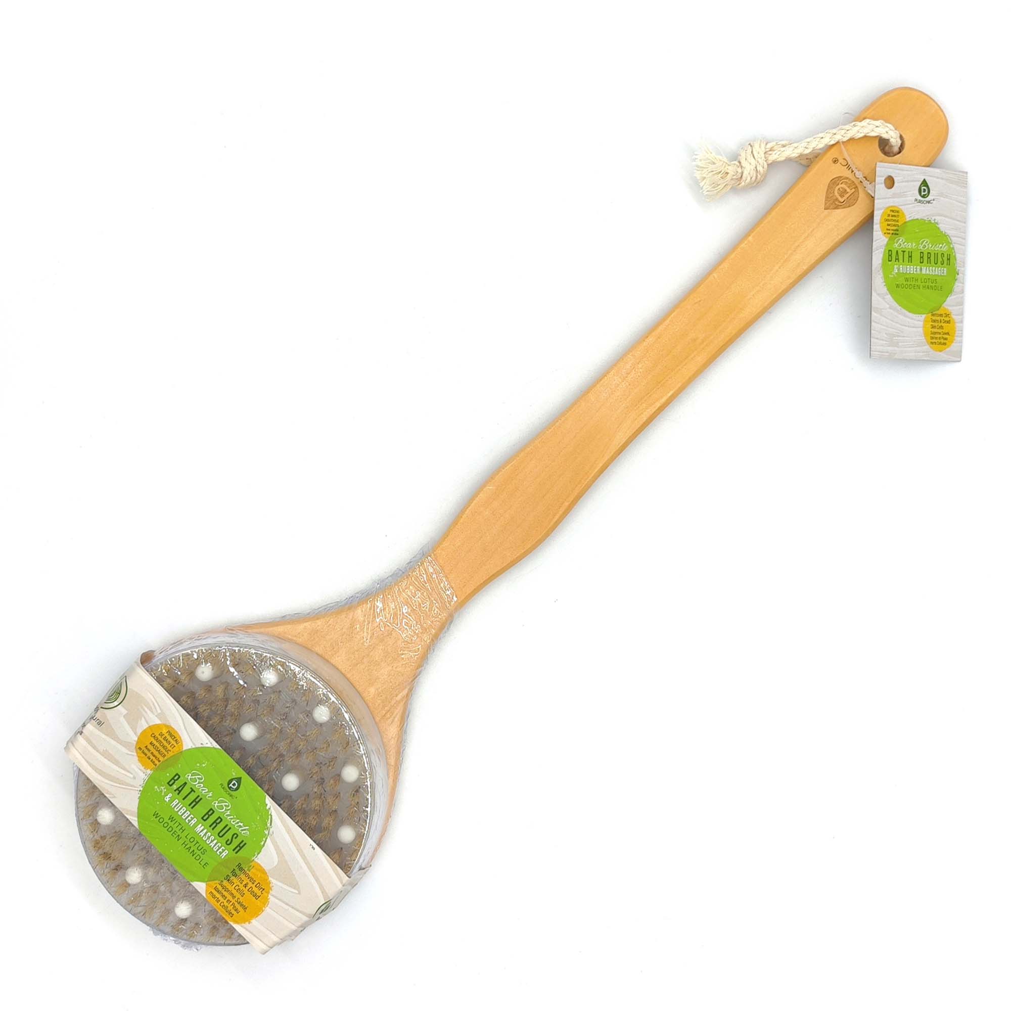 Boar Bristle + Rubber Massager with Lotus Wooden Handle