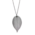 Handmade 18K White Gold-Plated Leaf Pendant Necklace – 24" Length