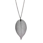 Handmade 18K White Gold-Plated Leaf Pendant Necklace – 24" Length