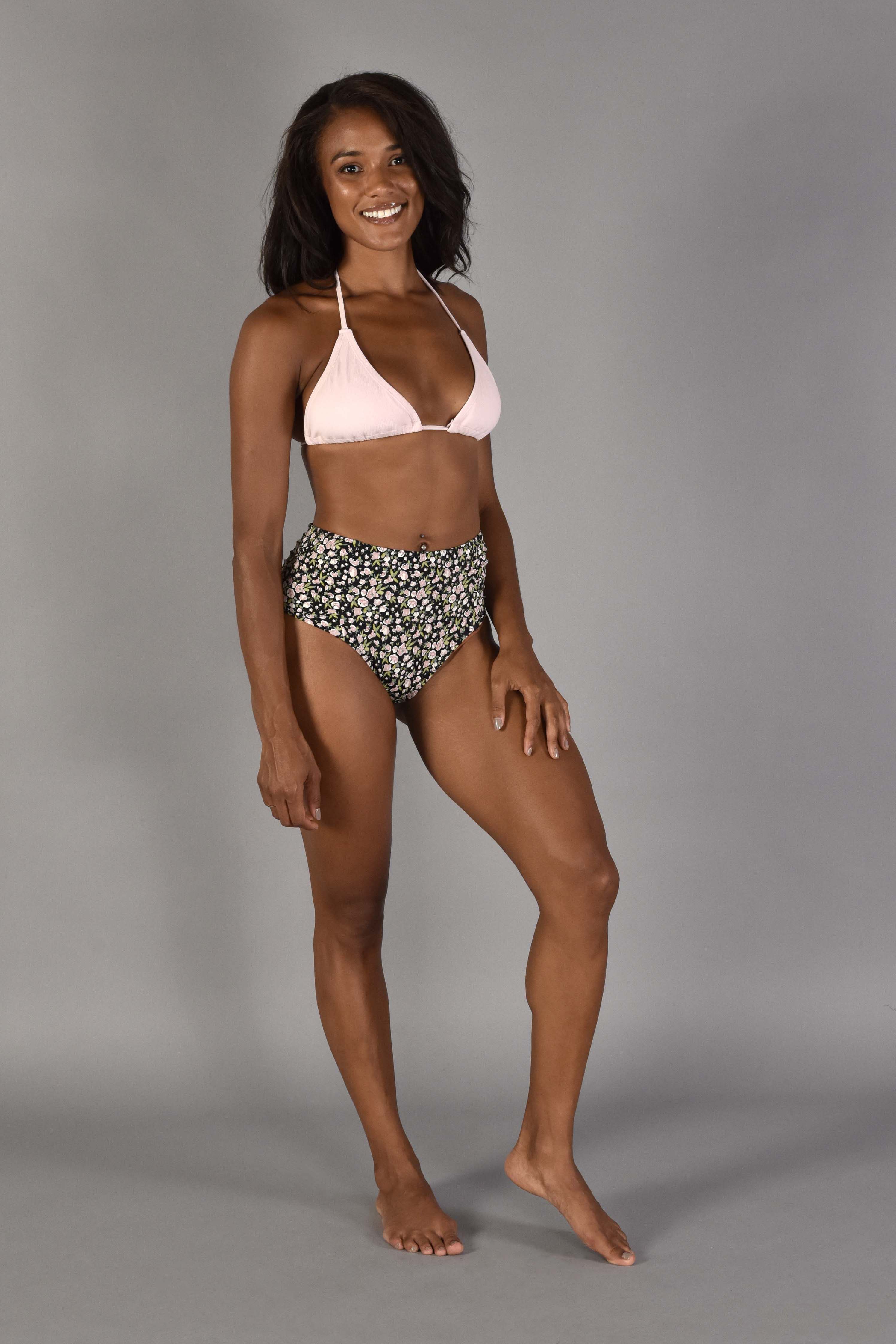 Dannie String Bikini Top in Sugar Pink Rib