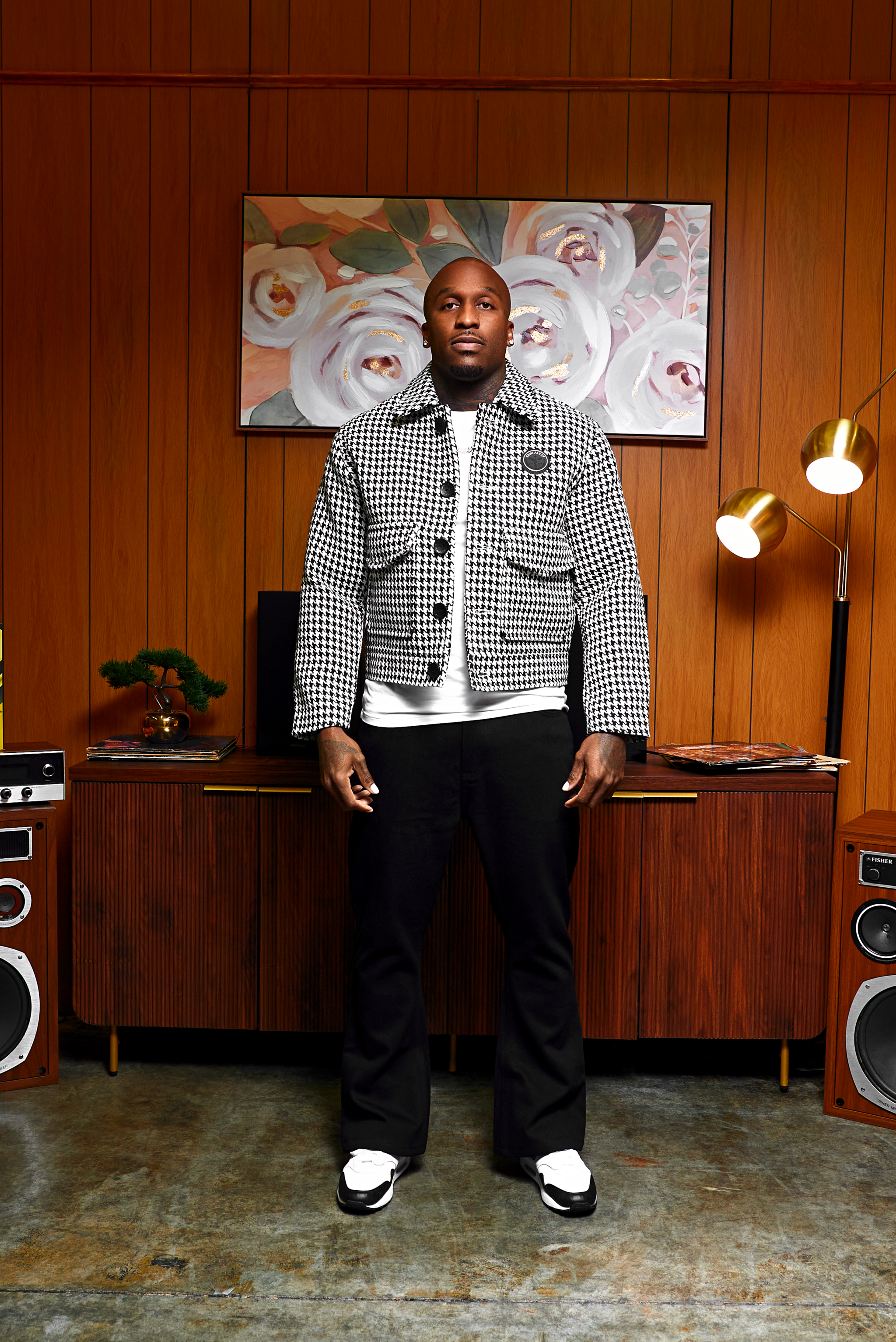 Saint Perry 100% Wool Houndstooth Boxy Fit Jacket