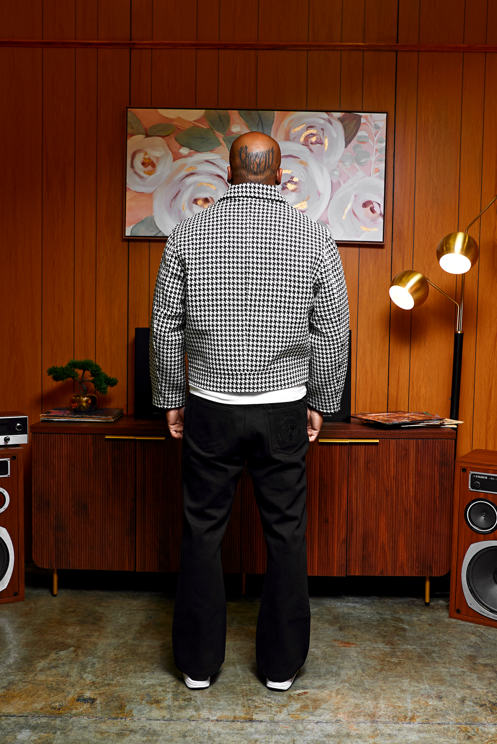 Saint Perry 100% Wool Houndstooth Boxy Fit Jacket